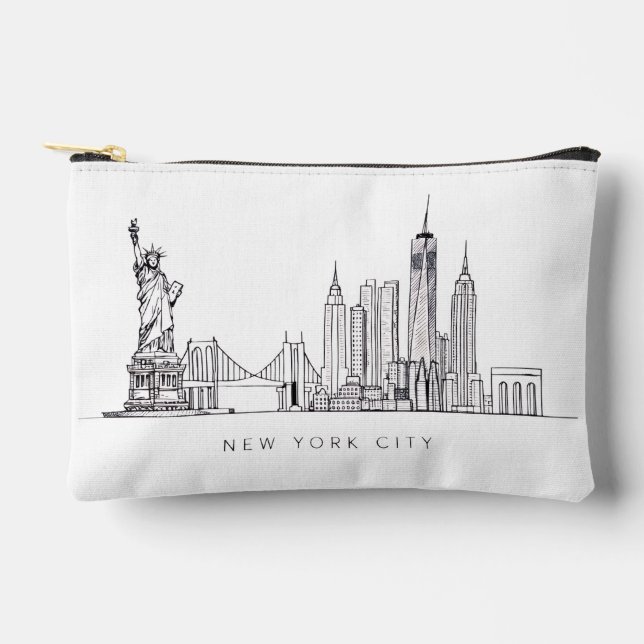 Pochette À Accessoires Minimalist New York City Skyline Line Art (Recto)