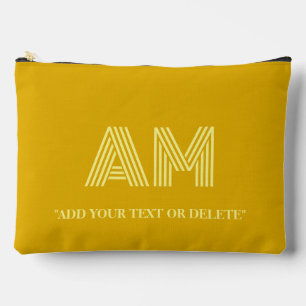 Pochette À Accessoires Minimaliste Jaune Moutarde et Monogramme Jaune Pâl