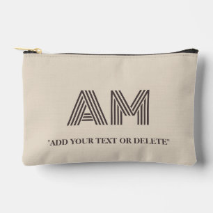 Pochette À Accessoires Minimaliste Taupe Beige Géométrique Monogramme Per