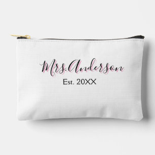 Pochette À Accessoires Mme nom nom de famille noir rose est année moderne