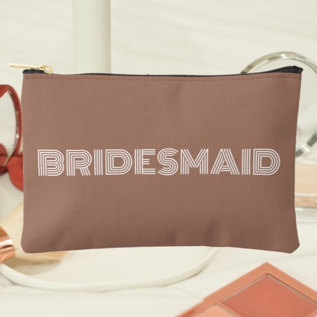 Pochette À Accessoires Mocha Moderne Typographie Mariage Bridesmaid (In Situ Makeup)