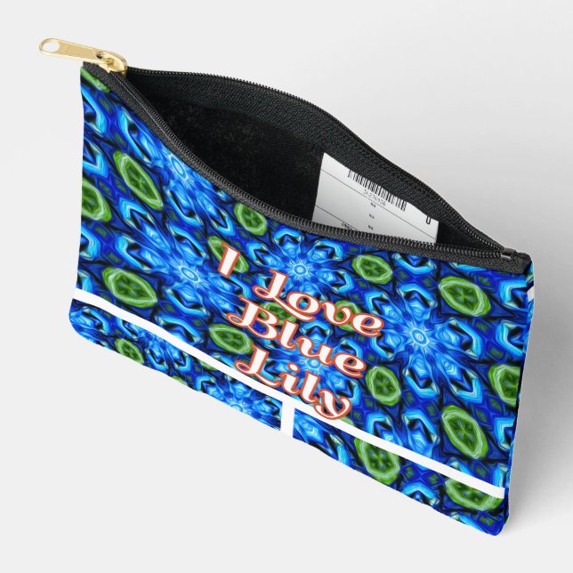 Pochette À Accessoires Modèle Floral bleu Abstrait (Ouvrir)