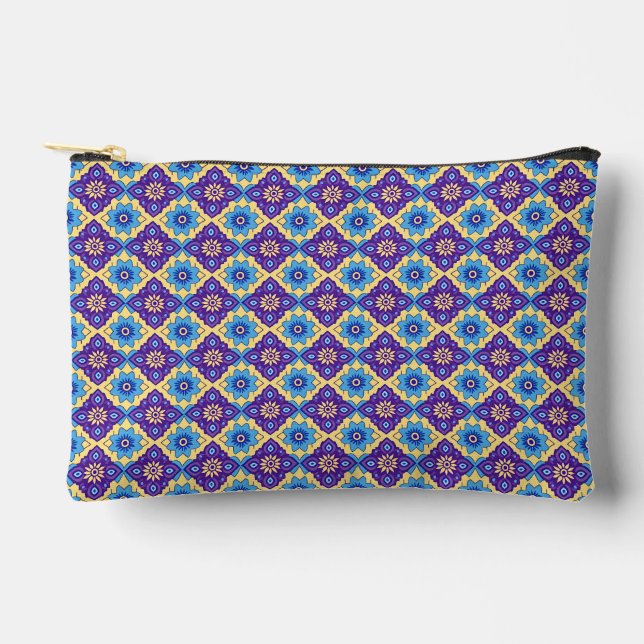 Pochette À Accessoires Modèle floral géométrique rétro-vibrant (Recto)