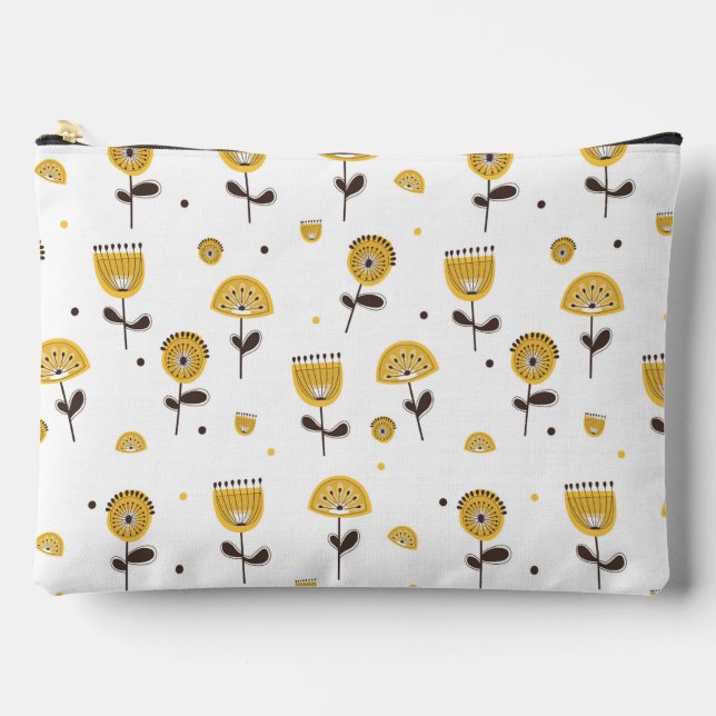 Pochette À Accessoires Modèle Floral Jaune Moderne Du Milieu Du Siècle (Recto)