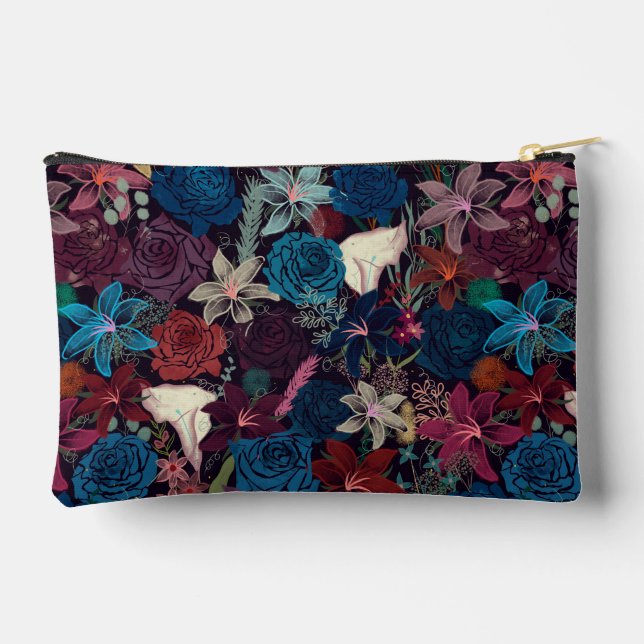 Pochette À Accessoires Modèle floral romantique foncé (Verso)