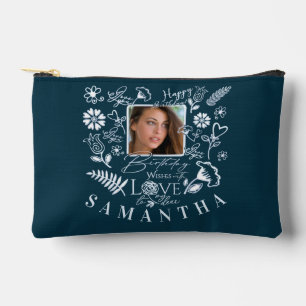 Pochette À Accessoires Moderne Anniversaire Floral Typographie Photo Dood