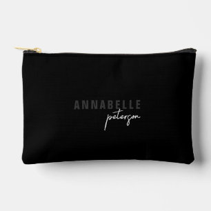 Pochette À Accessoires Moderne Chic Noir & Blanc Minimal Script Personnal