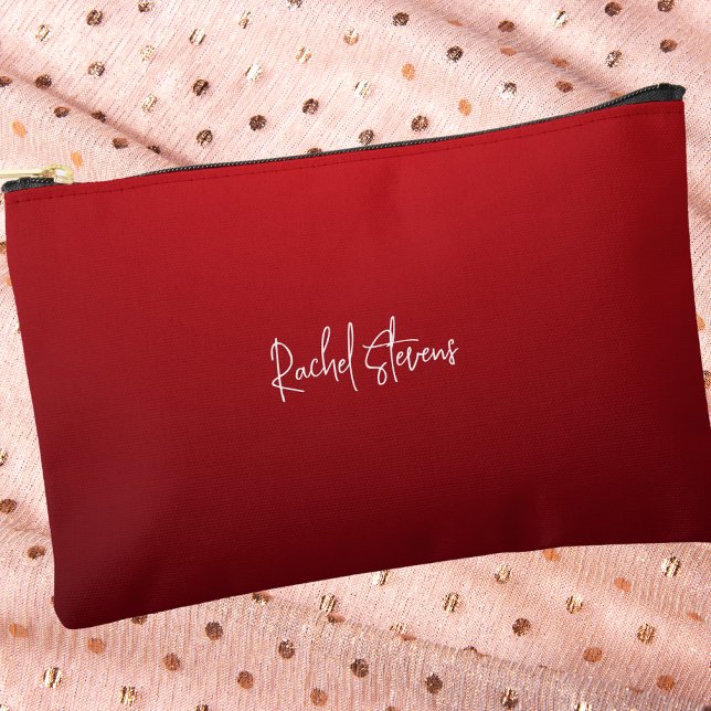 Pochette À Accessoires Moderne classique élégant Monogramme rouge & blanc (Créateur téléchargé)