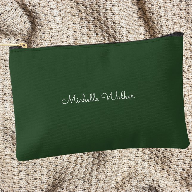 Pochette À Accessoires Moderne Classique Simple Monogramme Vert & Blanc (Créateur téléchargé)