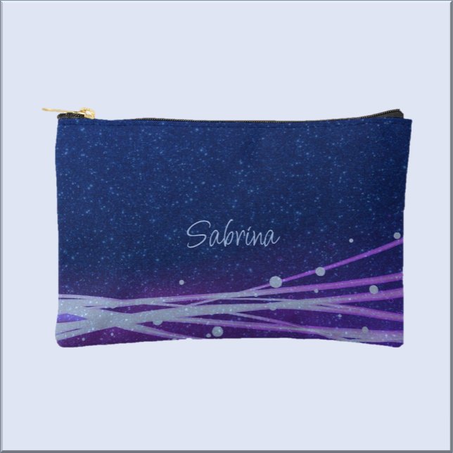 Pochette À Accessoires Moderne & Contemporain Bleu & Violet Lumières (Bookmark my store! https://www.zazzle.com/store/capricepetit)