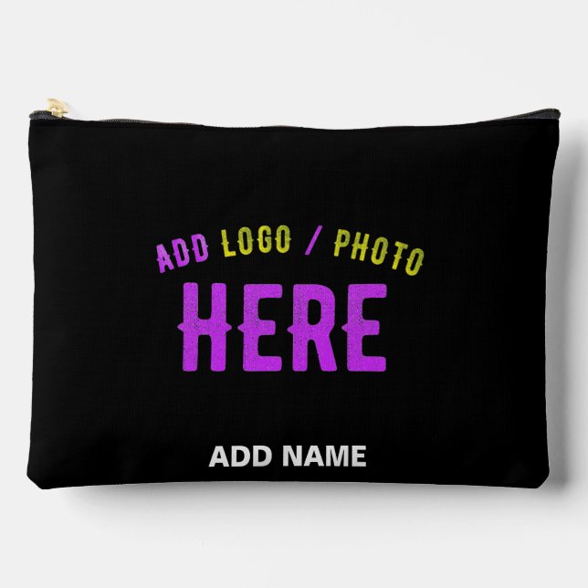 POCHETTE À ACCESSOIRES MODERNE ET MODERNE PERSONNALISABLE NOIR VÉRIFIÉ (Recto)