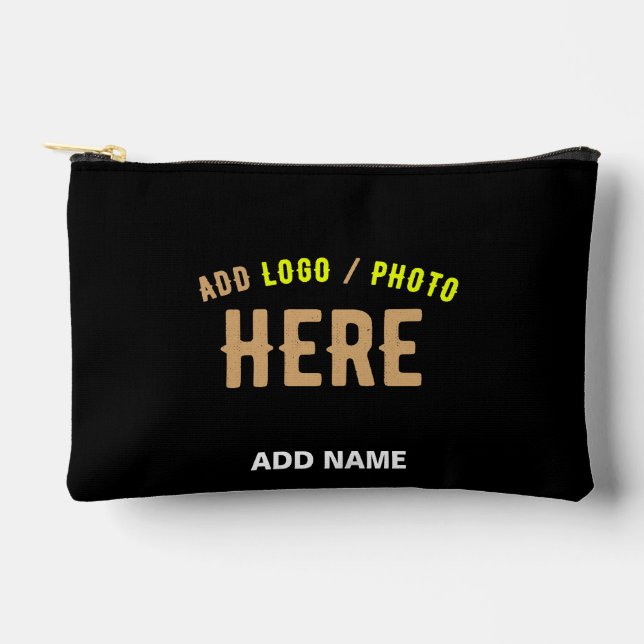 POCHETTE À ACCESSOIRES MODERNE ET MODERNE PERSONNALISABLE NOIR VÉRIFIÉ (Recto)