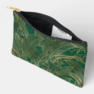Pochette À Accessoires Moderne Green Gold Foliage Plante Design botanique