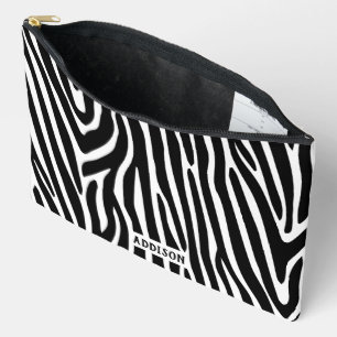Pochette À Accessoires Moderne personnalisée rayée zèbre