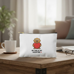 Pochette À Accessoires Mon chien est ma Saint-Valentin Chien mignon uni