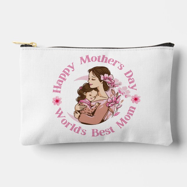 Pochette À Accessoires monde meilleur maman, écriture rose mignonne chic  (Recto)