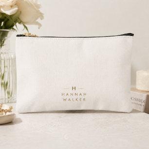 Pochette À Accessoires Monogram or gray Minimaliste Elegant Moderne