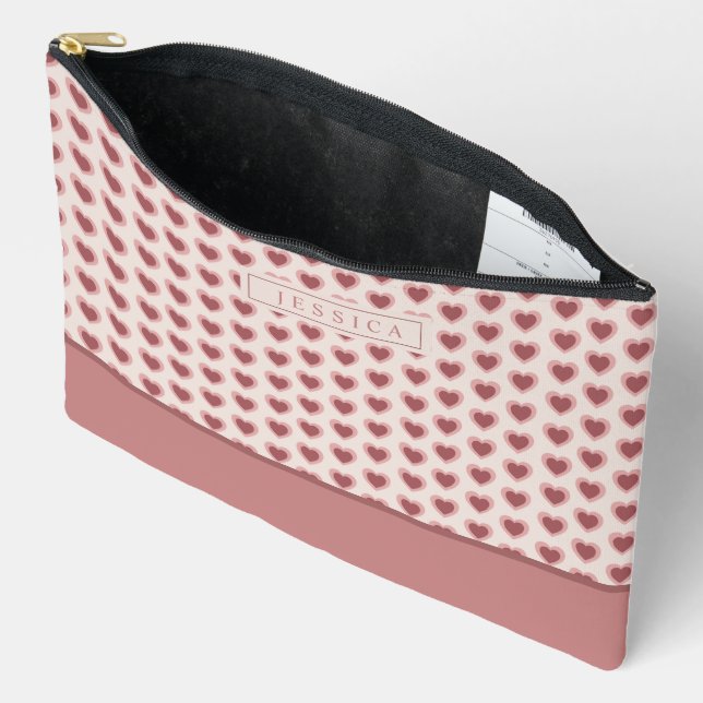 Pochette À Accessoires Monogram Retro Hearts Pink Burgundy (Ouvrir)