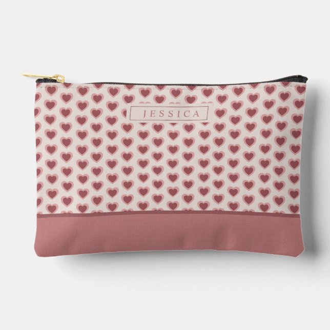 Pochette À Accessoires Monogram Retro Hearts Pink Burgundy (Recto)