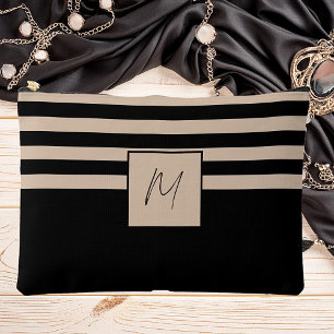 Pochette À Accessoires Monogramme à rayures simple moderne