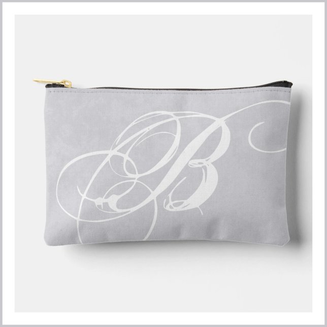 Pochette À Accessoires Monogramme blanc intense sur Grunge gris doux (Créateur téléchargé)