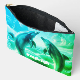 Pochette À Accessoires Monogramme Blue Green Dolphins Océan