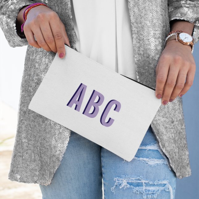 Pochette À Accessoires Monogramme de 3 lettres gras violet pâle (Bold Pale Purple 3 Letter Monogram Accessory Pouch)
