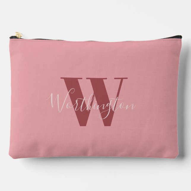 Pochette À Accessoires Monogramme de fille et nom rose roux (Recto)