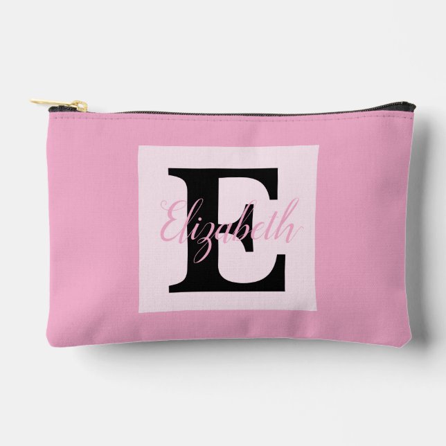 Pochette À Accessoires Monogramme de fille et nom rose violet bagages (Recto)