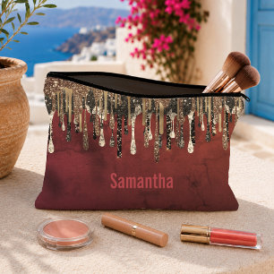 Pochette À Accessoires Monogramme de gouttes de paillettes rouge noir et 