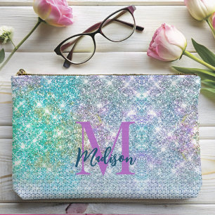 Pochette À Accessoires Monogramme de la fausse parties scintillant Turquo