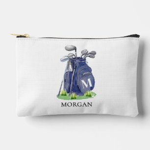 Pochette À Accessoires Monogramme de nom bleu marine de golf