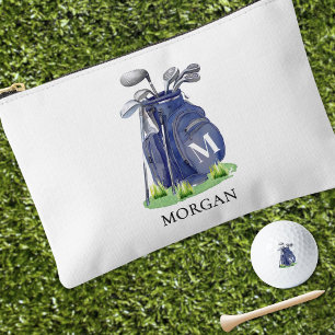 Pochette À Accessoires Monogramme de nom bleu marine de golf