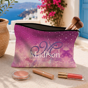 Pochette À Accessoires Monogramme de parties scintillant rose fuschsia so