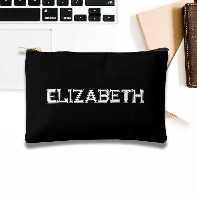Pochette À Accessoires monogramme de police universitaire (Pencil case with University font monogram in black and white)