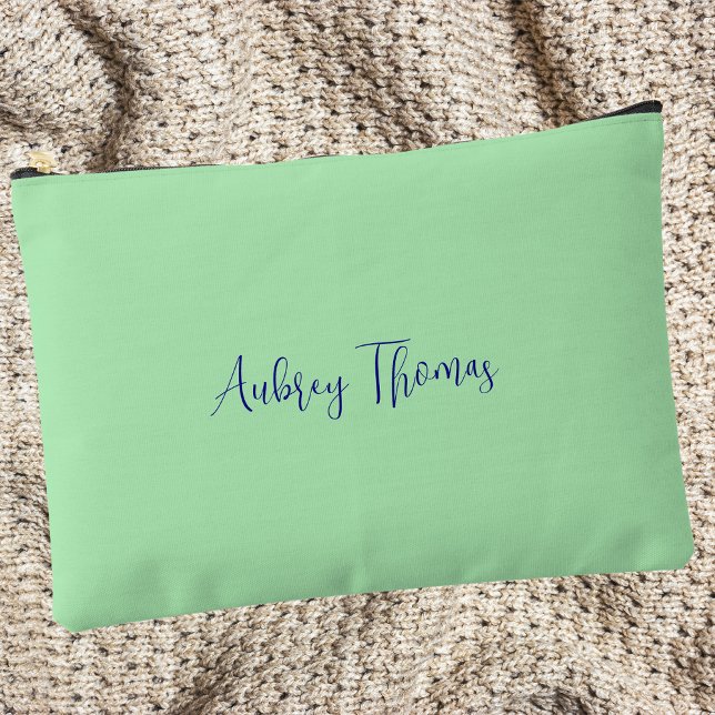 Pochette À Accessoires Monogramme de script manuscrit Mint Green (Créateur téléchargé)