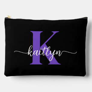 Pochette À Accessoires Monogramme de script violet noir