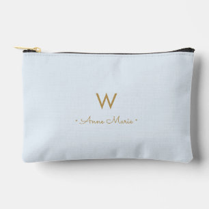 Pochette À Accessoires Monogramme de style écriture moderne or bleu pouss