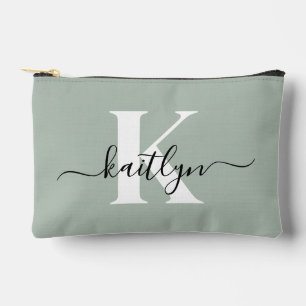 Pochette À Accessoires Monogramme de style moderne vert sauge