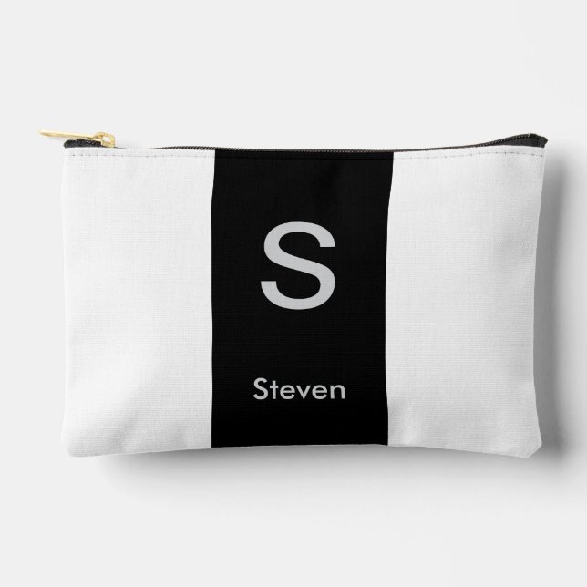 Pochette À Accessoires Monogramme deux tons moderne noir et blanc (Recto)