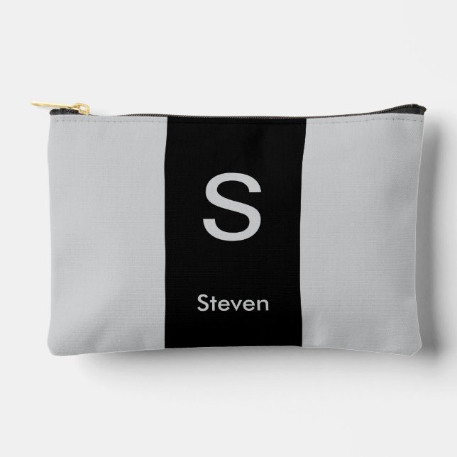 Pochette À Accessoires Monogramme deux tons moderne noir et gris (Recto)