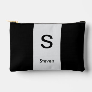 Pochette À Accessoires Monogramme Deux tons moderne noir et gris clair