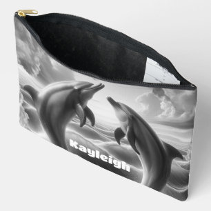 Pochette À Accessoires Monogramme Dolphins noir et blanc Océan
