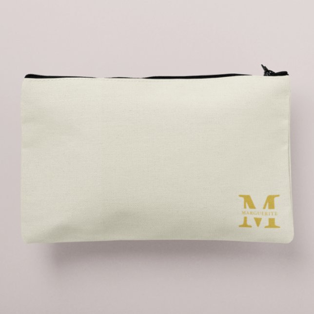 Pochette À Accessoires Monogramme d'or beige neutre (Créateur téléchargé)