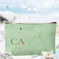 Monogramme d'or minimal Sage Green Avion Voyage
