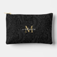 Monogramme doré floral noir élégant