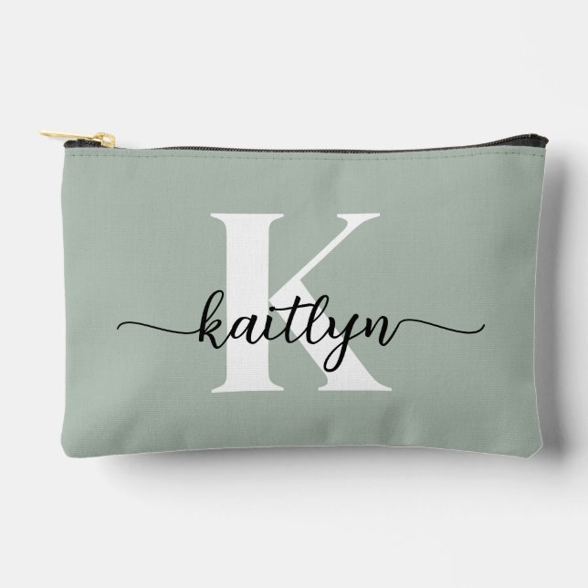 Pochette À Accessoires Monogramme écriture vert sauge (Recto)