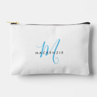 Monogramme élégant moderne blanc ciel bleu script