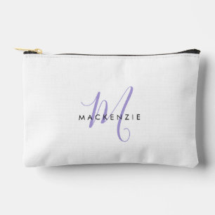 Pochette À Accessoires Monogramme élégant moderne blanc lavande écriture