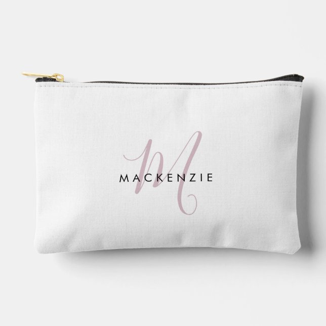 Pochette À Accessoires Monogramme élégant moderne blanc rose blush écritu (Recto)